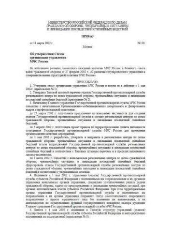 Decree of Ministry of Emergency of Russia of 18.03.2002 No. 116